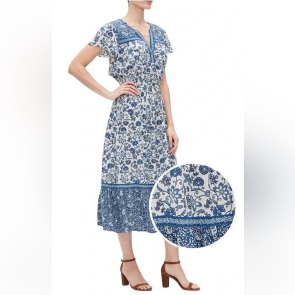 GAP Blue & White Tiered Maxi Sundress